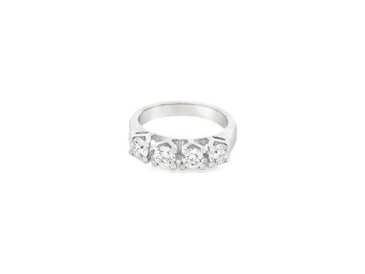 18K White Gold Four-Stone Ring with Natural Round Diamonds